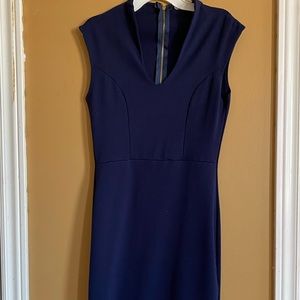 Sleeveless Body Con Midi Dress, Navy Blue, L